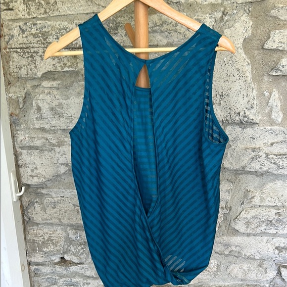 Teal Striped Athletic top - Picture 2 of 7